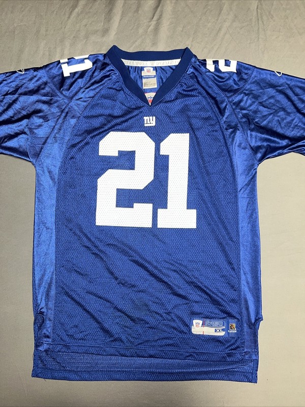 Reebok New York Giants Jersey Youth Size XL Blue #21  Tiki Barber -1389