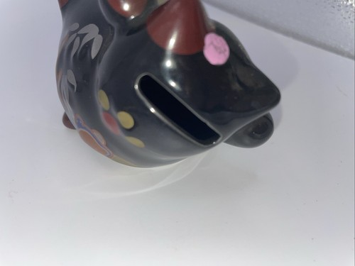 Small Black Ceramic Maneki Neko Cat Bank Good Luck / Fortune 3in - Picture 4 of 7