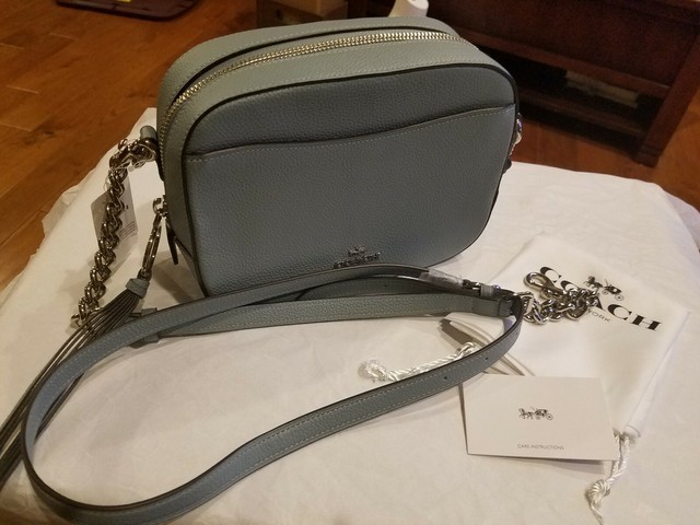 Coach 29411 Sage Blue Pebbled Leather Crossbody Camera Bag