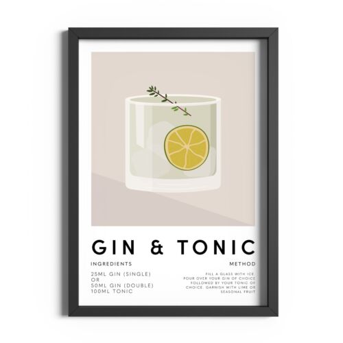 Gin And Tonic Cóctel Regalo Receta Póster Cocina Pared Arte Bebida Estampado Bar Decoración - Imagen 30 de 59