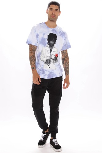 Prince Herren offiziell lizenziertes rosa lila Regen Grafik Batik Tee T-Shirt - Bild 3 von 5