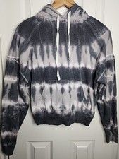 Lucky Brand Gray Tie Dye Cropped Long Sleeve Sweatshirt Hoodie Women's Size S