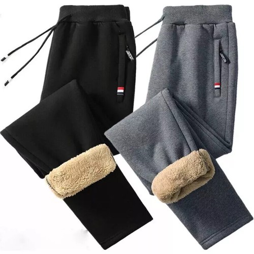 Men's Fleece Lined Sherpa Sweatpants Winter Warm Pants Jogger Athletic Trousers - Picture 16 of 28