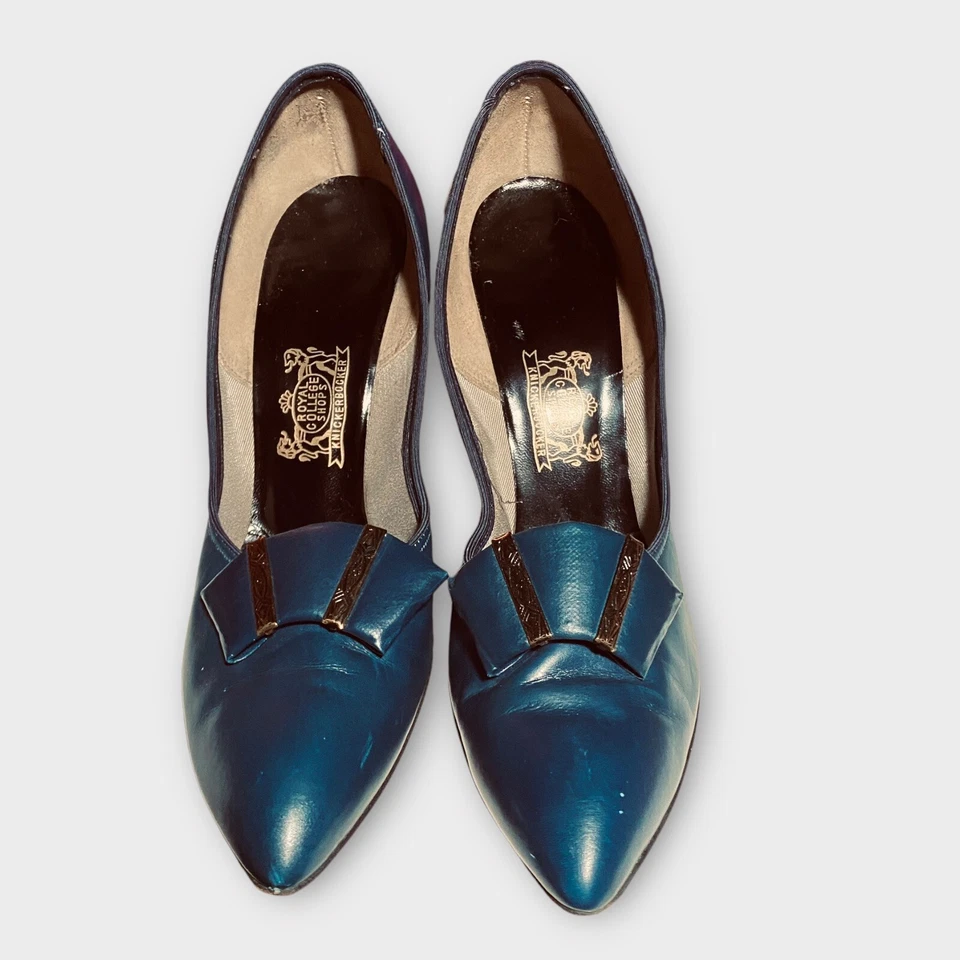 Zapatos de salón vintage Knickerbocker Kitten Media 492 para mujer de cuero azul 6,5 AAAA AÑOS 50 Foto 3 de 4