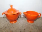 Vintage Fiesta - O-ring cream and sugar set - "radioactive" red (exc) (1936-69)