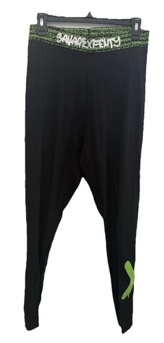 Savage X Fenty Forever Leggins 1X Black Green Logo Yoga Athleisure High Waist