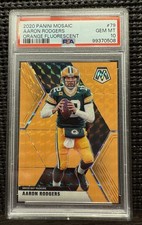 2020 Panini Mosaic /25 Aaron Rodgers Orange Fluorescent PSA 10