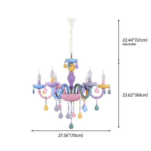 Colorful Crystal Chandelier Lights Candle Design Pendant Light for Girls Bedroom - Picture 3 of 8