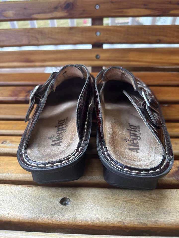 Alegria ALG-407 Mule Clogs Shoes Black Brown Leather Euro Sz 38 US 7.5/8 - Image 4 of 4