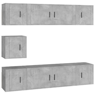 7-tlg. TV-Schrank-Set Betongrau Holzwerkstoff