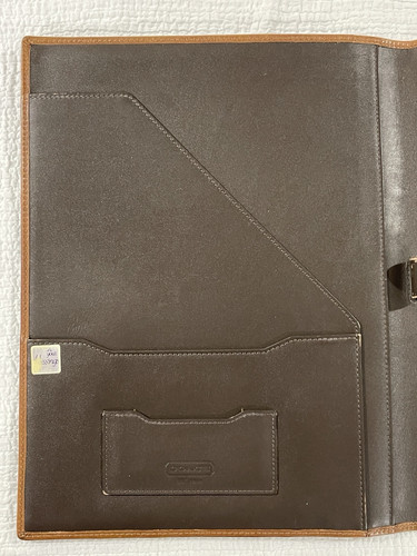 Organizador de portafolio de negocios vintage Coach de cuero marrón doble pliegue con cremallera 11x13 - Imagen 4 de 9