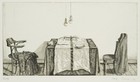 R. ESCHER (*1936), Ende einer Mahlzeit,  1981, Rad. Surrealismus Stillleben
