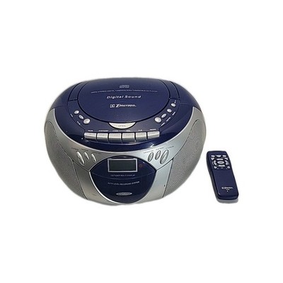 Emerson PD6560BL Portable Tape Cassette Tuner CD RW Player With Remote Blue Boom