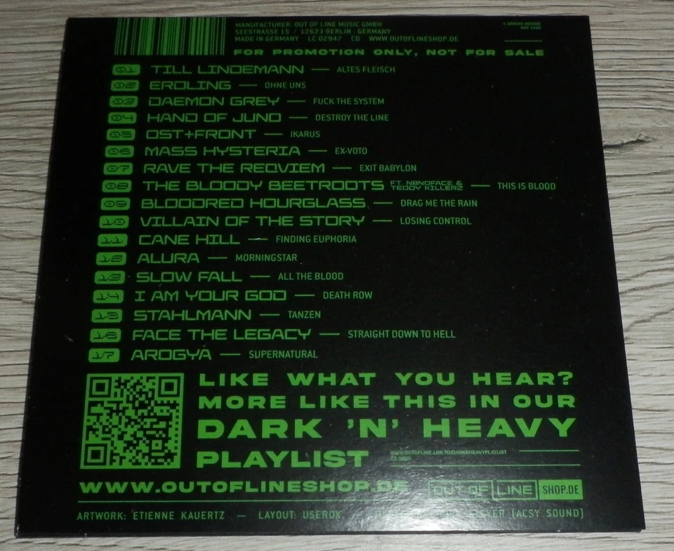 VARIOUS Dark'N'Heavy Out of Line Promo Sampler CD 2025 OUT 1420 LINDEMANN NEU*** - Bild 2 von 2