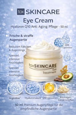toxskincare Eye Cream Augencreme Hyaluron Q10 Anti Aging Pflege - 50  ml
