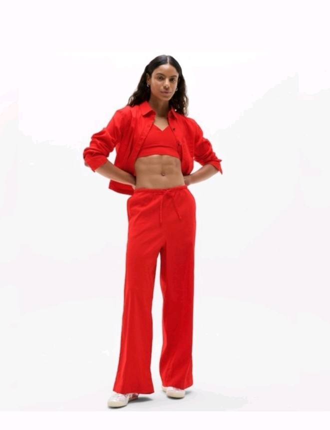 Athleta Paradise Wide Leg PantSize Large Red Wide Leg