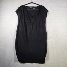 Moda Intl Black Knit Cowl Neck Sweater Dress XL Metallic Thread NWT