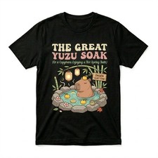 Capybara Onsen T-Shirt Japanese Hot Spring Yuzu Soak Kawaii Funny Graphic Tee