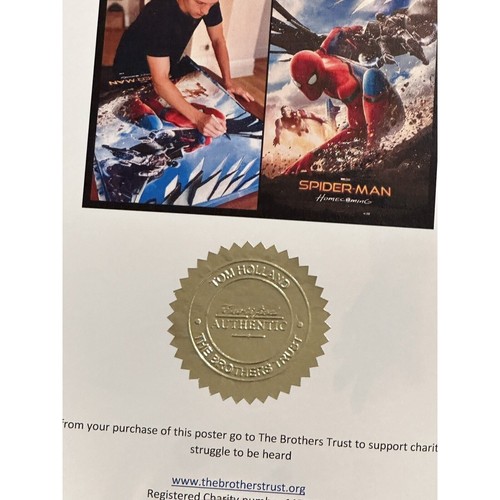 Tom Holland firmato 27x40 Spider-Man Homecoming poster film Brothers Trust certificato di autenticità - Foto 4 di 10