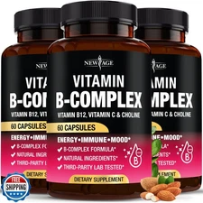 Vitamin B Complex for Men and Women - Made in USA - B-Complex: B1, B2, B3, B5