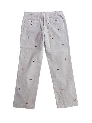 Brooks Brothers Clark Fit Corduroy Pants Embroidered Camp Fire Skies Sled 38x32 - Picture 1 of 6