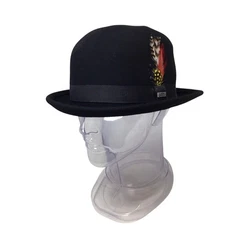 Conner Handmade Hat Bowler NWOT 100% Wool XL Black Waterproof Feathers C1014-04