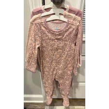 6 To 9 Months Baby Girls' 3pk Floral Sleep N' Play - Cloud Island-Pink