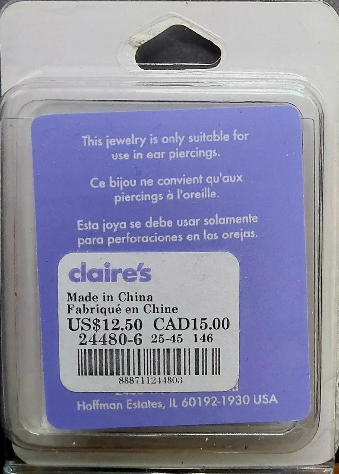 Joyería corporal con poste trasero plano Claire's 16 g {J0324} Foto 4 de 4