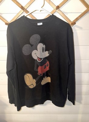 Port & Company Fan Favorite Black Crew Neck Long Sleeve Mickey Mouse Tee Men s L