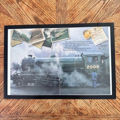 Dewars White Label Scotch Whisky Steam Train Scotland Vintage Ad Dorm Decor