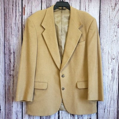 Vintage 90s 100% Camel Hair 42-L Blazer 2-Button Dellapenna Tan Beige Pockets