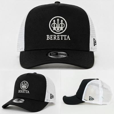 Beretta Logo Embroidered Hat Black/White Trucker Mesh Cap Adjustable