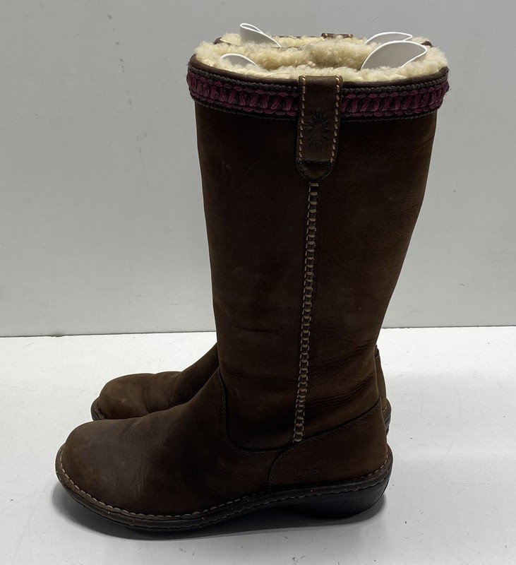 UGG Australia Sundance II 5139 Brown Purple Trim Tall Boots Women's Size 8