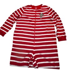Nick Nora Sock Monkey Footed Pajamas XL Red White Striped Fleece One Piece