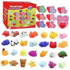 28 Pack Valentines Day Gifts for Kids, Mochi Squishies Party Favor Set Style 1