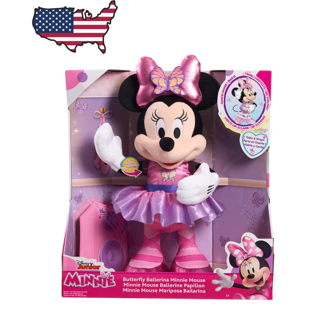 Bailarina Mariposa Minnie Mouse Muñeca de Peluche con Luces Sonidos y Movimiento