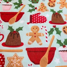 Christmas Baking Gingerbread Fabric AMF Gingerbread Cookies Baking Utensils 102"