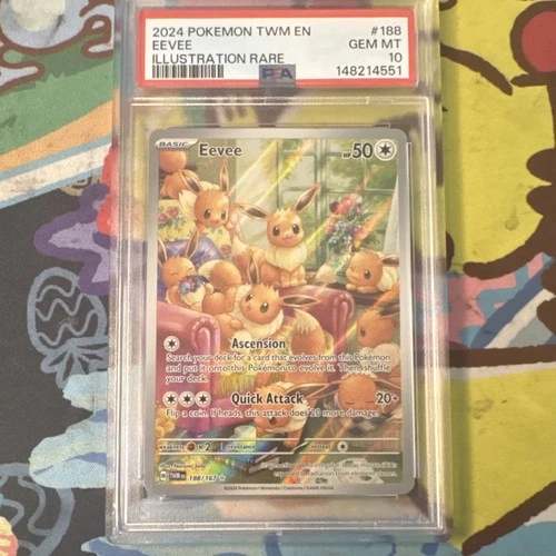 New ListingPokemon 2024 Eevee 188/167 Sv06 Twilight Masquerade Holo IR PSA 10 EN