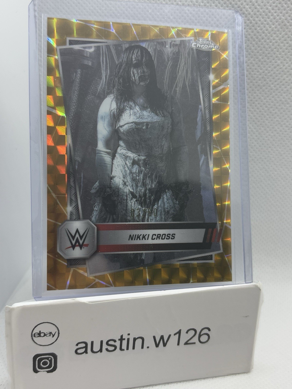2025 WWE Topps Chrome Nikki Cross Gold Geometric Refractor #’d /50