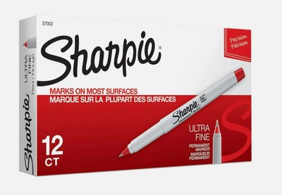 Sharpie 37002 Ultra Fine Point Permanent Red Markers 12 Count / Pack - New