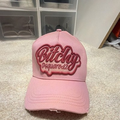 Dsquared2 Bitchy Embroidered Adjustable Baseball Cap Pink Cotton Women's