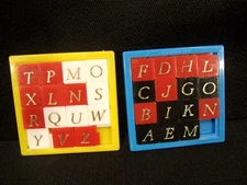 2 Vintage Alphabet Slide Puzzles Red and Blue
