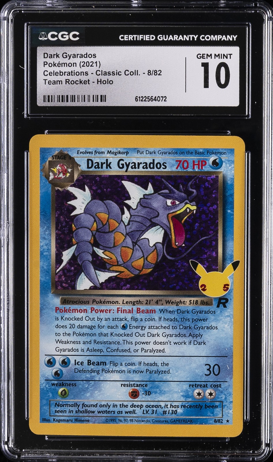 2021 POKEMON #8/82 DARK GYARADOS CGC 10 GEM MINT