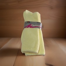 VTG Socks Fruit of Loom 9-11 Over the Calf Tube 1980s Yellow Fashion Soft