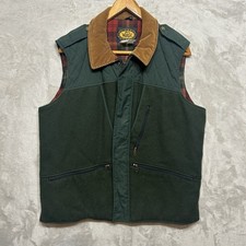 Vintage Woolrich Men's L Green Wool Utility Hunting Chore Barn Plaid Vest USA