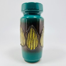 VEB Haldensleben Keramik Vase 3041 B Fat Lava Abstrakt Blätter EGP DDR