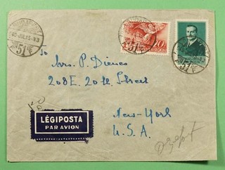 DR WHO 1940 HUNGARY BUDAPEST AIRMAIL TO USA WWII CENSORED R71399