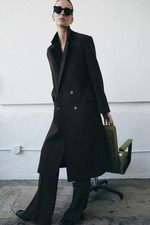 ZARA Oversized Double  Breasted Wool Coat   Brown   ZW Collection   NWT Small
