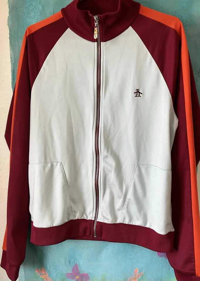 CHAQUETA PINGÜINO ORIGINAL de Munsingwear cremallera completa rojo oscuro y naranja azul pálido M Foto 2 de 4