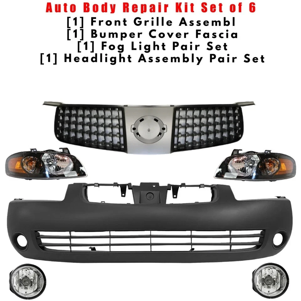 Комплект в сборе крышки переднего бампера панель и решетка для Nissan Sentra 2000-2004 годов выпуска - Изображение 2 из 4